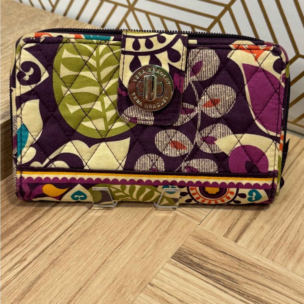 Vera Bradley Zip Around Toggle Wallet in Plum Crazy